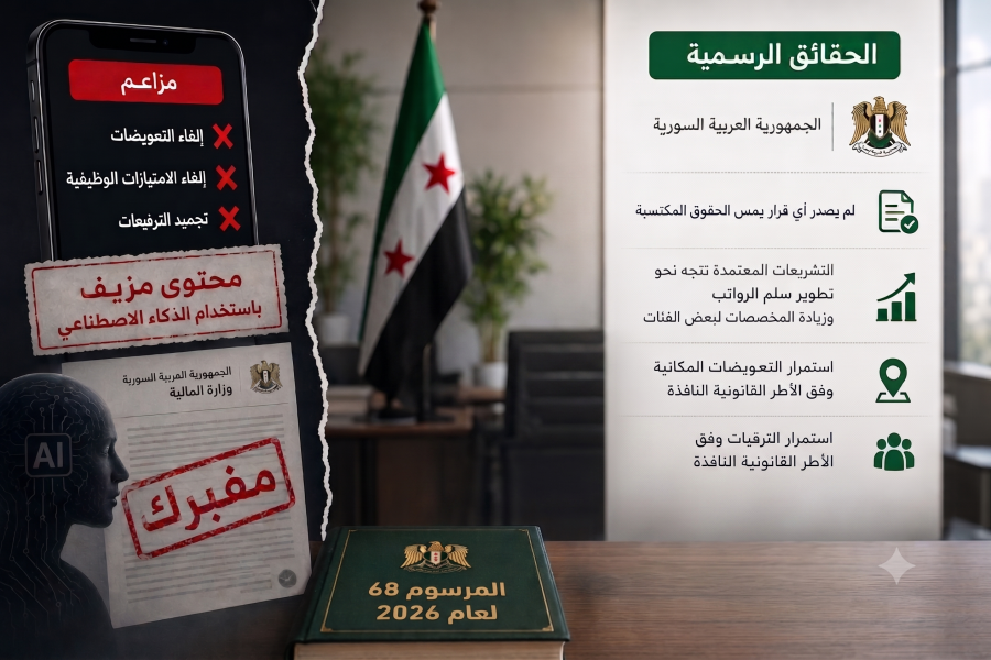 شائعة إلغاء التعويضات والترفيعات في سوريا تنهار أمام الحقائق الرسمية: كيف صُنعت الرواية المضللة؟